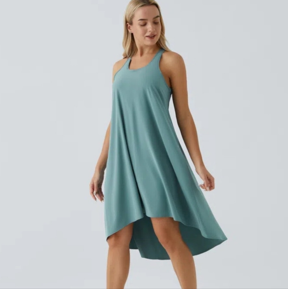 HALARA Green Asymmetrical High-Low Sundress